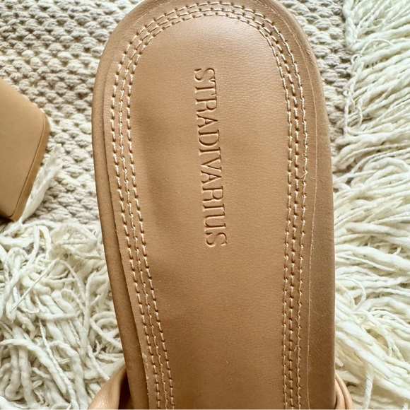 STRADIVARIUS Sandals Slip Ons NWT Size 9 Tan Puff - Picture 6 of 15